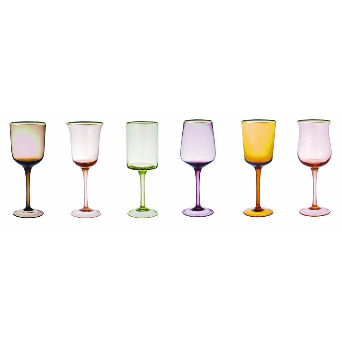 New Bitossi Home Set 6 Calici Forme Assortite Nuances Ambra/Rosa Bordo Oro