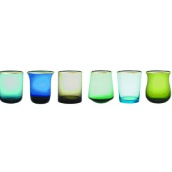 New Bitossi Home Set 6 Liquorini Forme Assortite Nuances Blu/Verde Bordo Oro